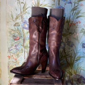 Justin Leather Heeled Western Boots